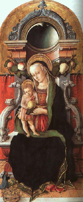 Madonna and Child Enthroned with a Donor, Carlo Crivelli